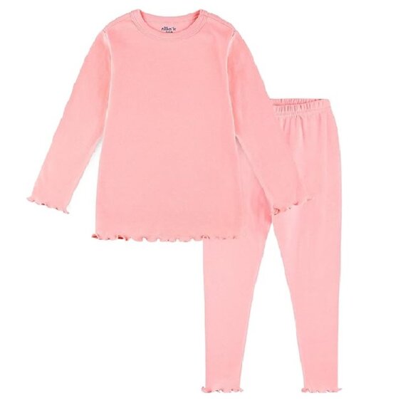 Milkmile Lolo Girl’s Pajamas Loungewear 2-Pc Set Lettuce Hem 6-7 Years Pink NEW - Picture 1 of 12